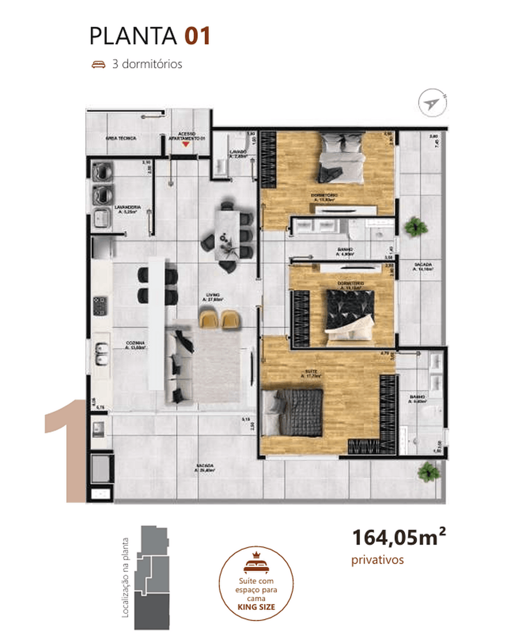 Planta Opção 01 — 164,05  m²