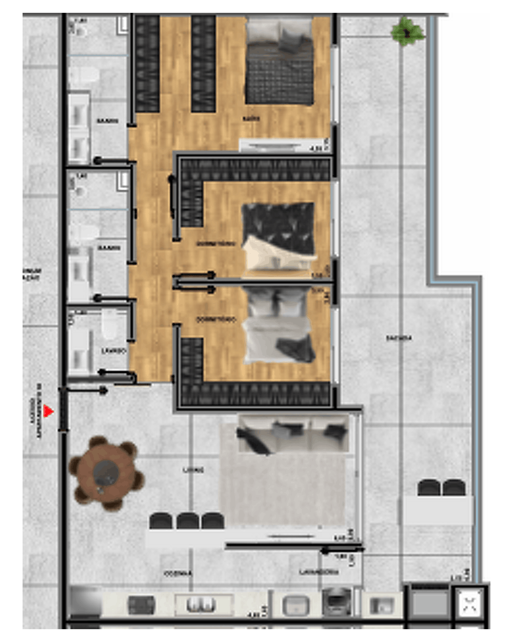 Planta Opção 02 — 134,83 m²