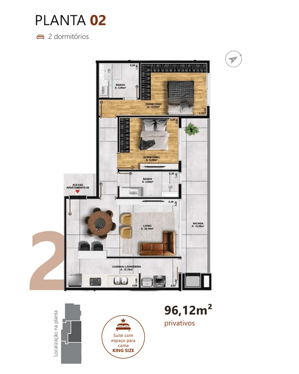 Planta Opção 02 — 96,12 m²