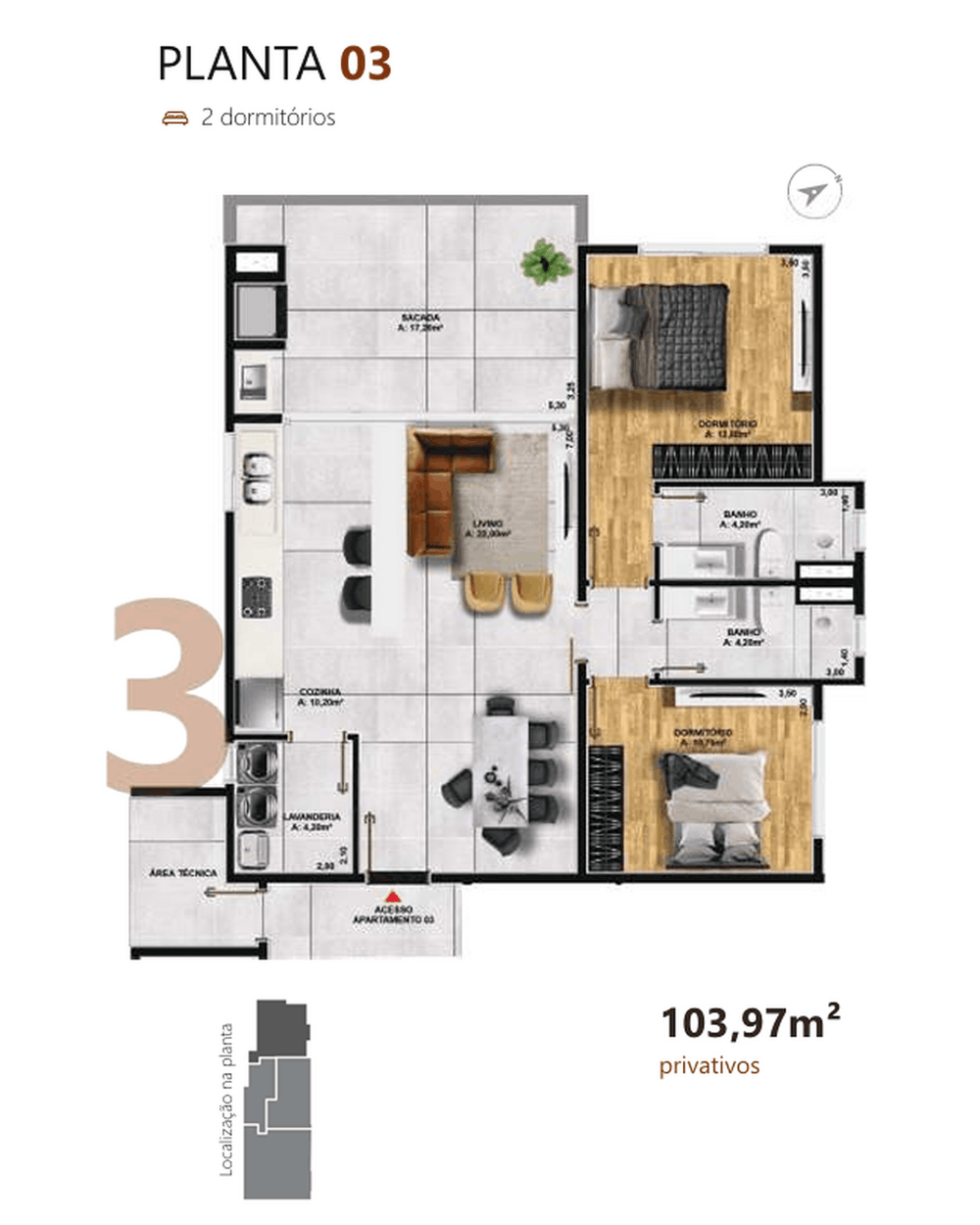 Planta Opção 03 — 103,97 m²