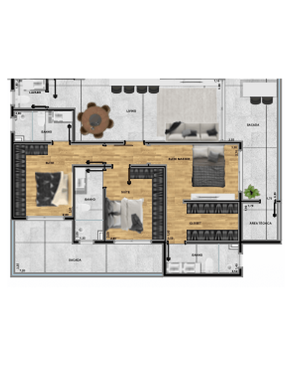 Planta Opção 01 — 141,97 m²